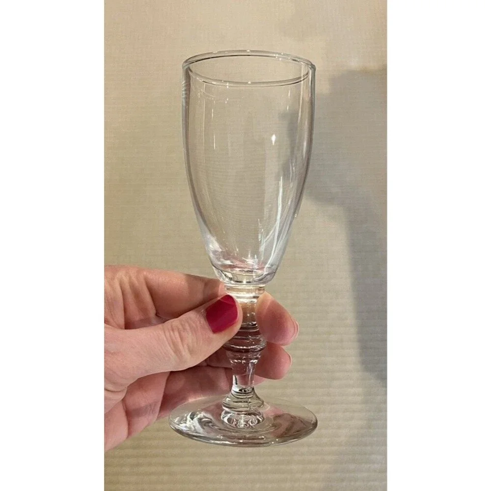 Mid Century Modern Clear Libby Georgian Bamboo Stemmed Glasses (Set of 2)
